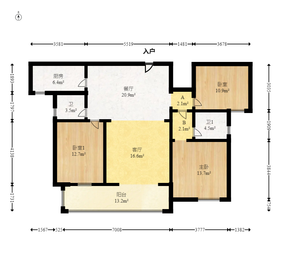 星雅美辰  3室2厅2卫    97.8万 星雅美辰  3室2厅2卫    97.8万户型图