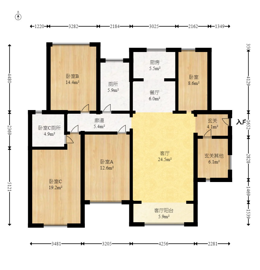 牛力家园  4室2厅2卫   112.00万室内图1