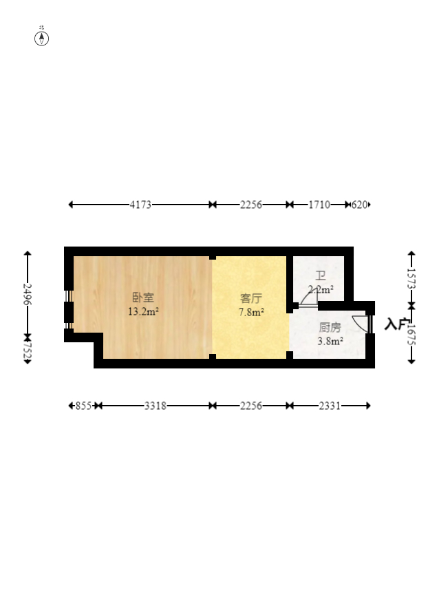 金地铂悦  1室1厅1卫   32.00万室内图1