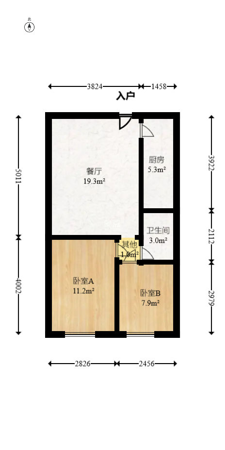 蓝湾国际广场  2室1厅1卫   45.00万