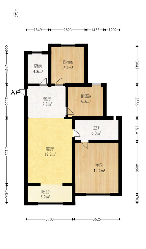 绿地香树花城  3室2厅1卫   42.00万室内图1
