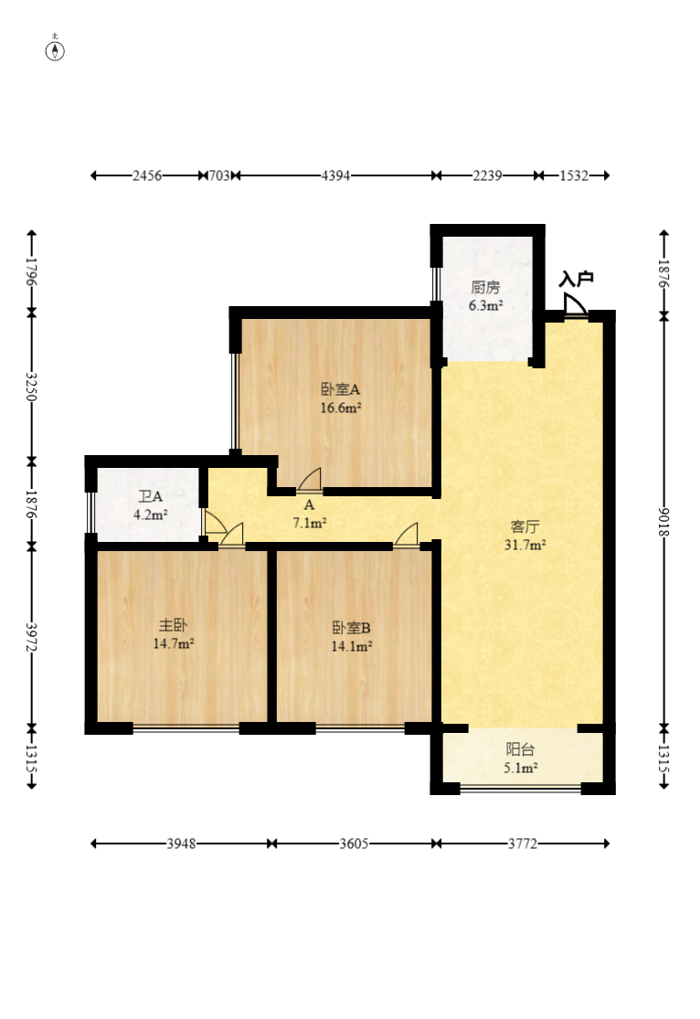 钰龙天下二期(钰龙佳园) 3室2厅2卫 182.0万 钰龙天下二期(钰龙佳园) 3室2厅2卫 182.0万户型图