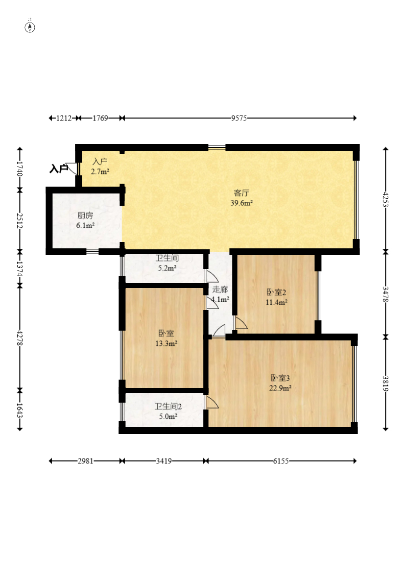 中交中央公园D4区  3室2厅2卫   115.00万室内图1