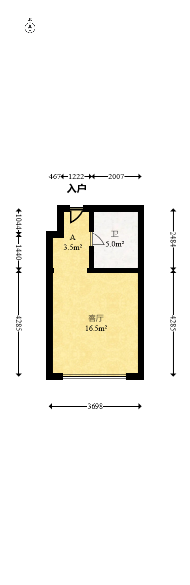 中建悦和城  1室1厅1卫    32.7万室内图1
