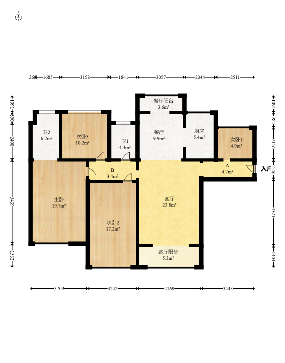 深业睿城  4室2厅2卫    128.0万 深业睿城  4室2厅2卫    128.0万户型图
