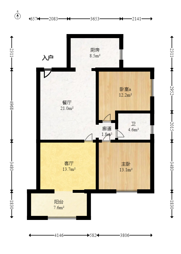 和润园一、二期  2室1厅1卫   48.80万室内图1