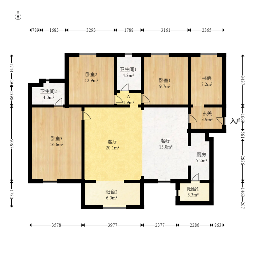 时代倾城三期  4室2厅2卫   120.00万室内图1