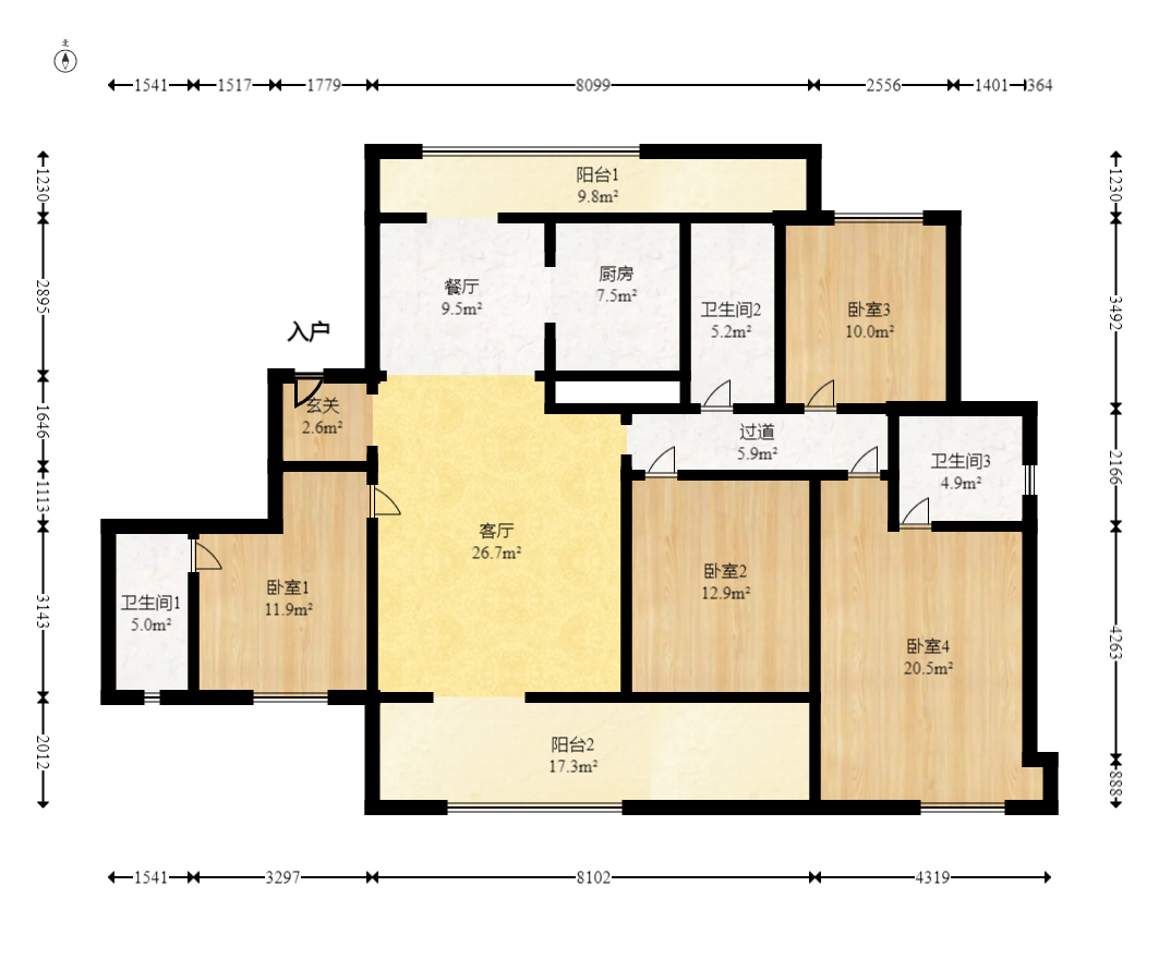 润和湘江天地E区  4室2厅3卫    235.0万 润和湘江天地E区  4室2厅3卫    235.0万户型图