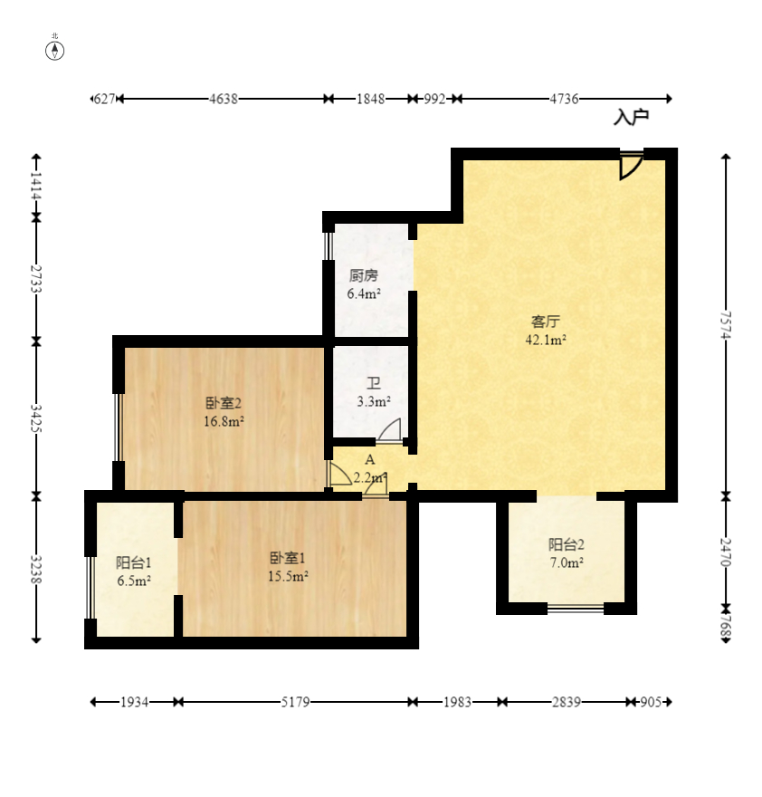 万事佳景园  2室2厅1卫    58.0万室内图1