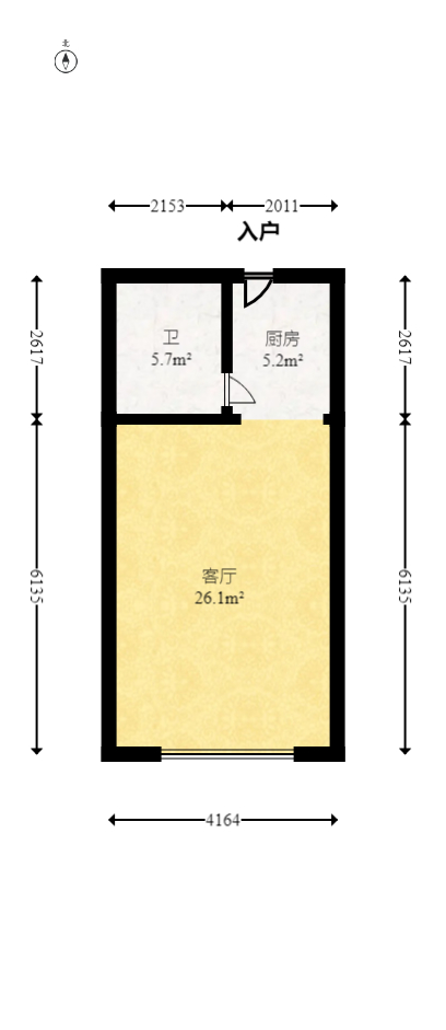 长沙之芯  1室1厅1卫   46.00万室内图1