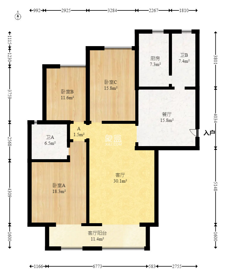 八方小区B区  3室2厅2卫   528.00万