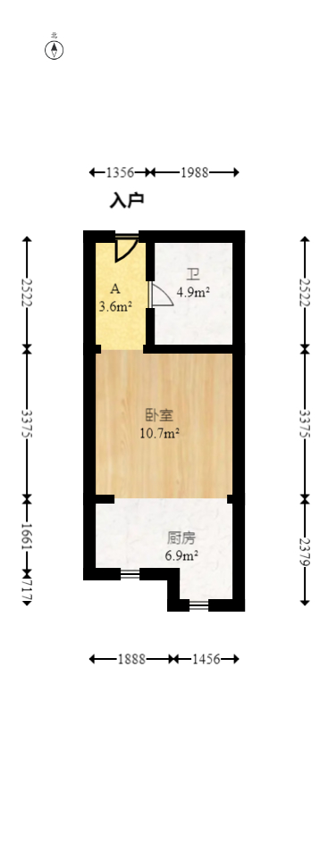 长房天翼未来城  1室1厅1卫   44.80万室内图1