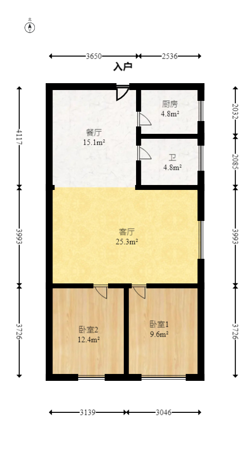 东方新世界  2室2厅1卫   79.80万室内图1