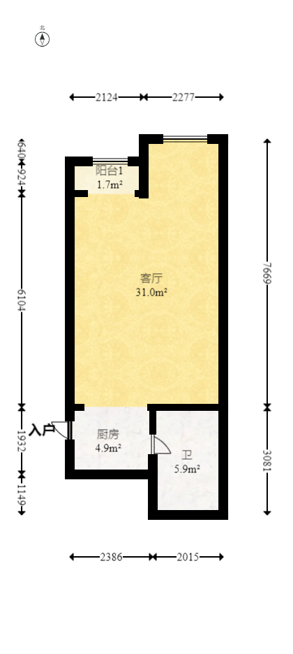 铂宫  1室1厅1卫   64.50万室内图1