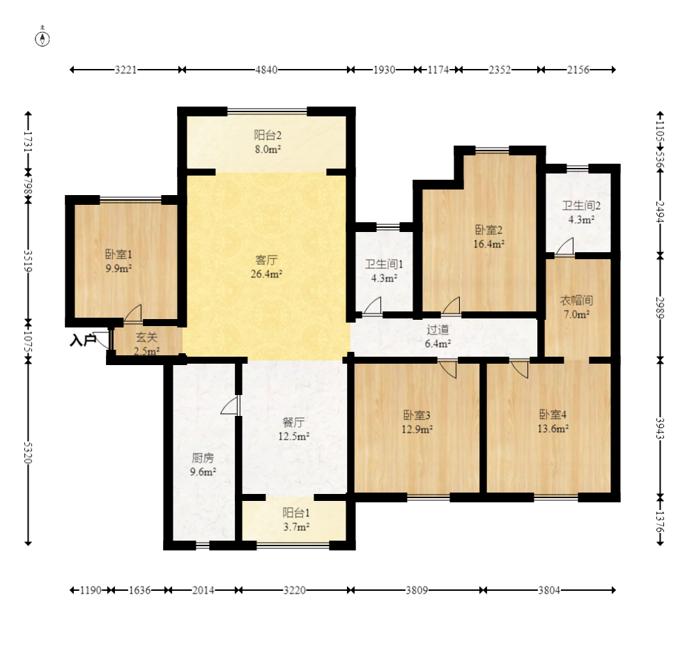 金富星悦汇 4室2厅2卫 105.0万 金富星悦汇 4室2厅2卫 105.0万户型图
