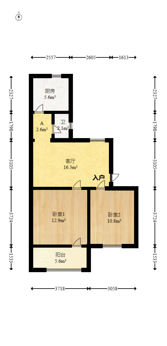梅岭村  2室2厅1卫   48.00万室内图1