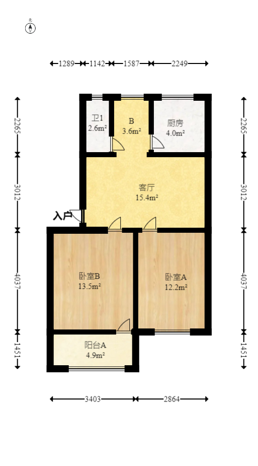 正圆小区（树木岭）  2室1厅1卫   37.00万室内图1