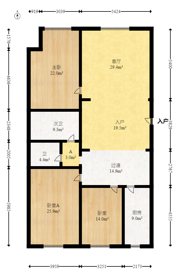 楚天家园  3室2厅1卫   85.00万室内图1