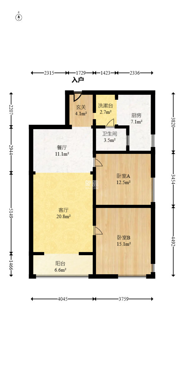 九峰远见  2室2厅1卫   110.00万