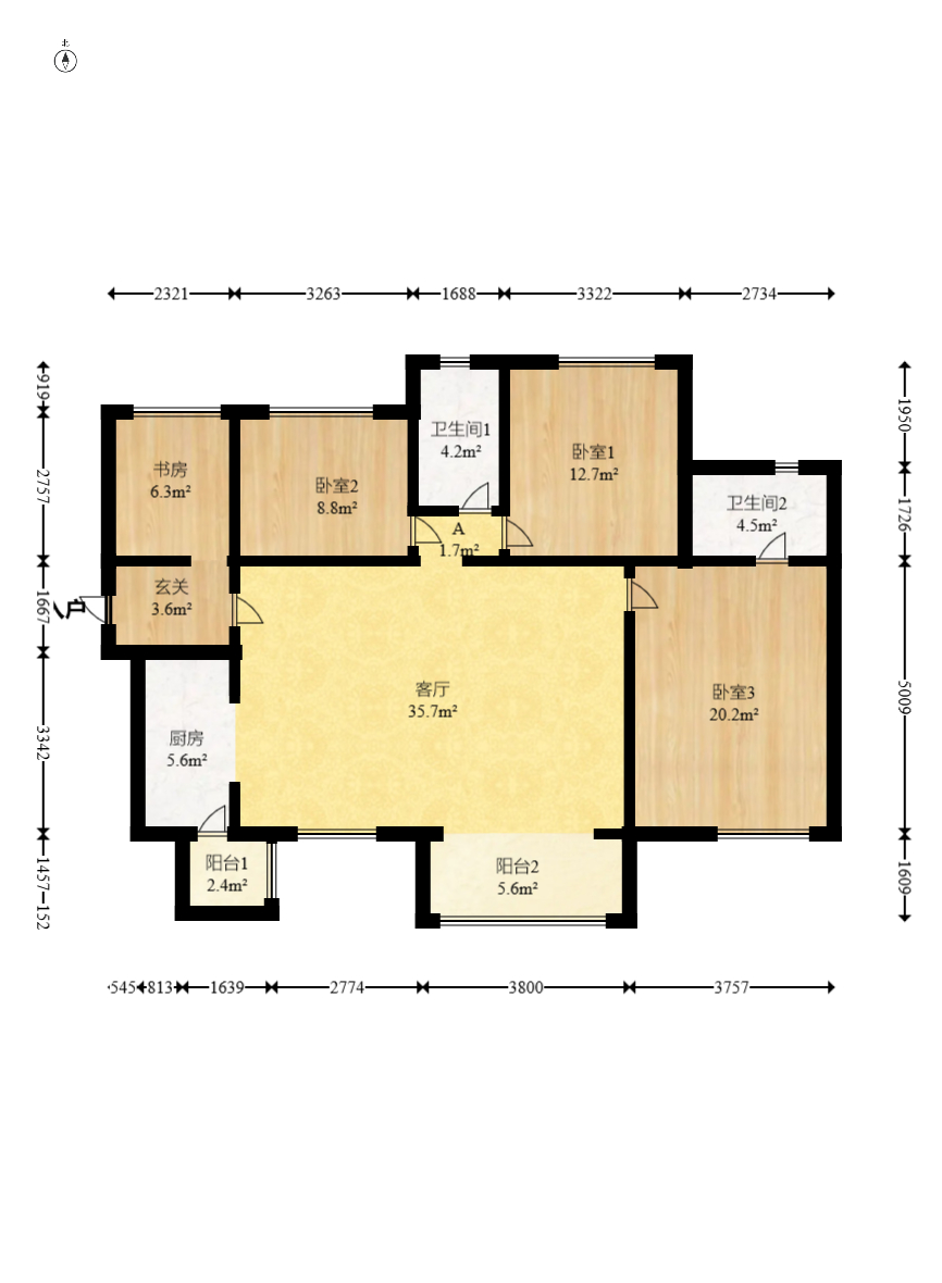 时代倾城二期  4室2厅2卫   118.80万室内图1