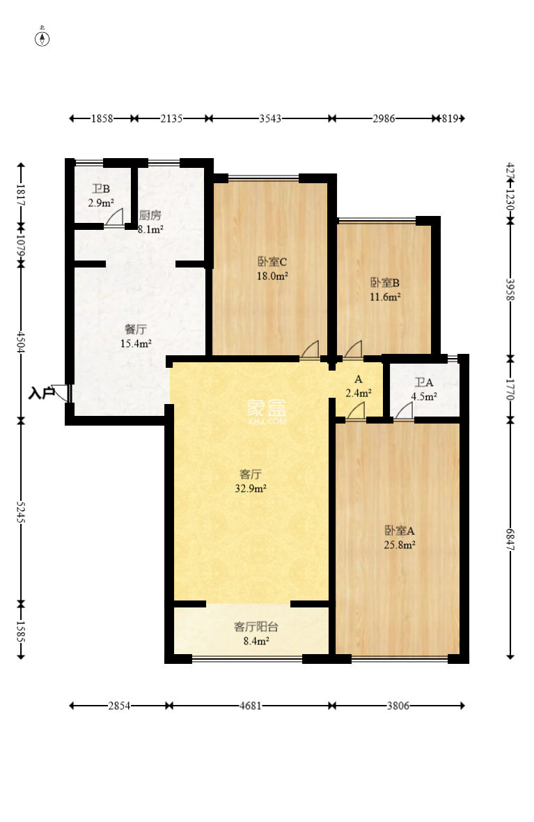 八方小区B区  3室2厅2卫    475.0万