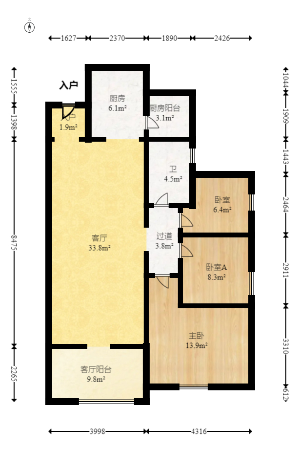 碧桂园威尼斯城 3室2厅1卫 56.8万 碧桂园威尼斯城 3室2厅1卫 56.8万户型图
