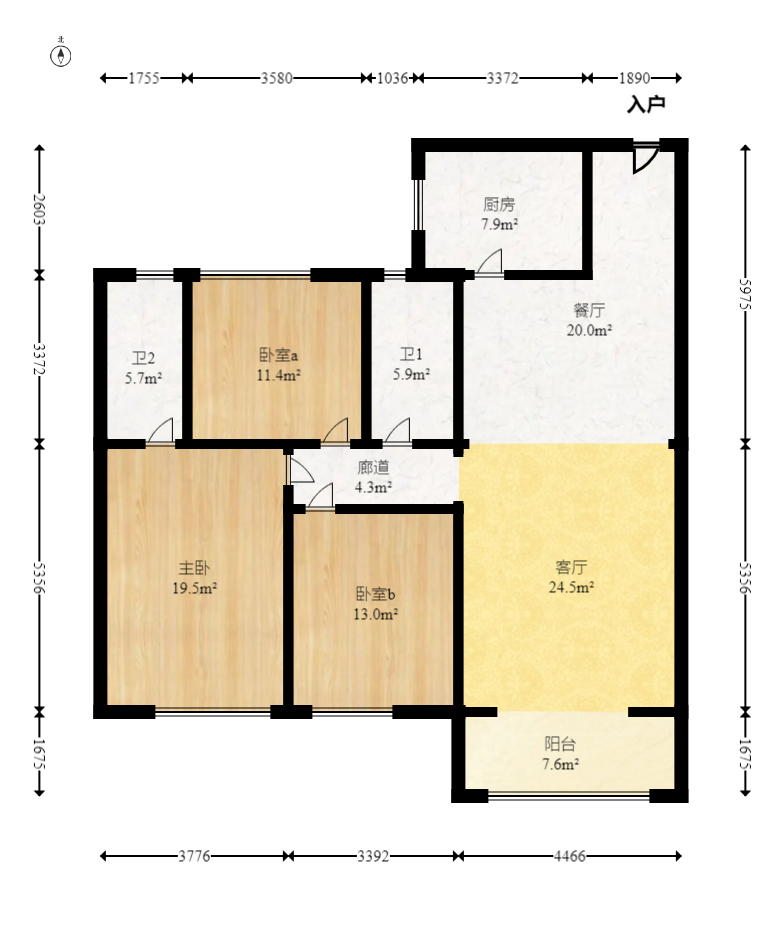 时代梅溪领峰  3室2厅2卫   187.00万室内图1