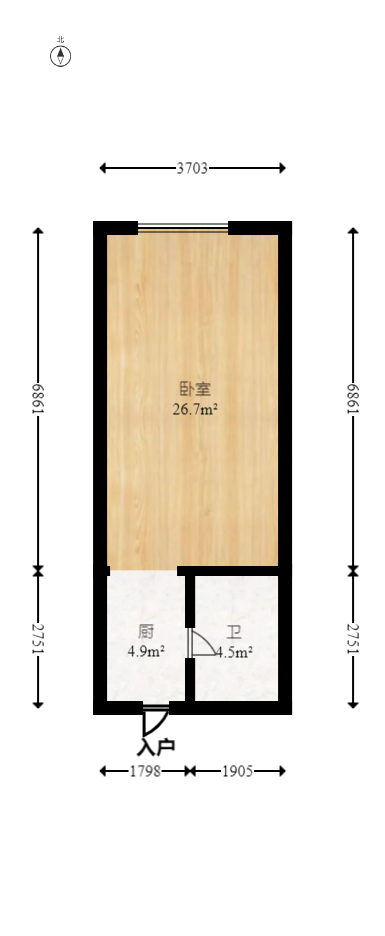 保利麓谷林语I区  1室1厅1卫   30.00万室内图1