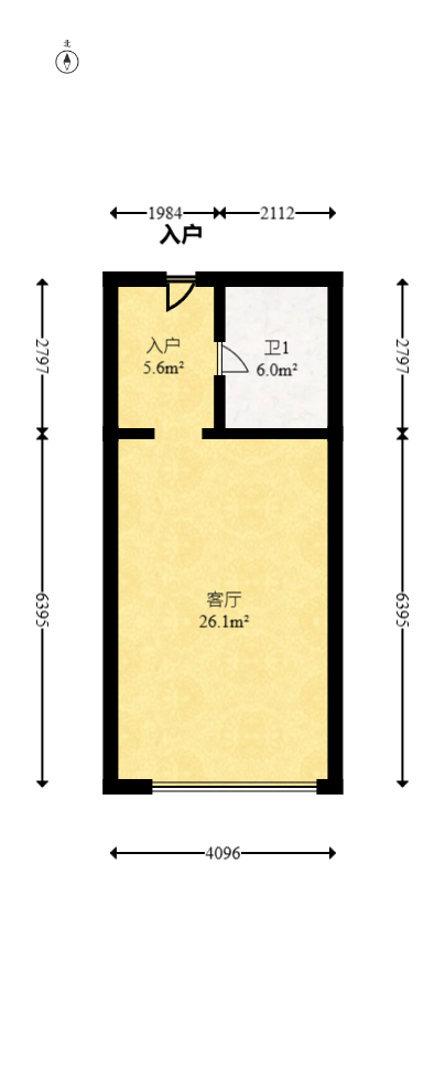 融科檀香山（融科紫檀、香山国际）  1室1厅1卫   42.00万室内图1