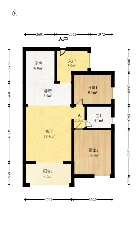 融科檀香山(融科紫檀、香山国际)  2室2厅1卫    95.0万 融科檀香山(融科紫檀、香山国际)  2室2厅1卫    95.0万户型图