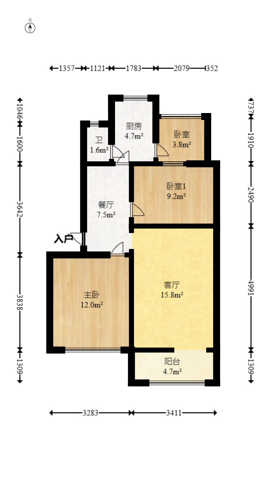 乔庄社区  3室1厅1卫    56.6万室内图1