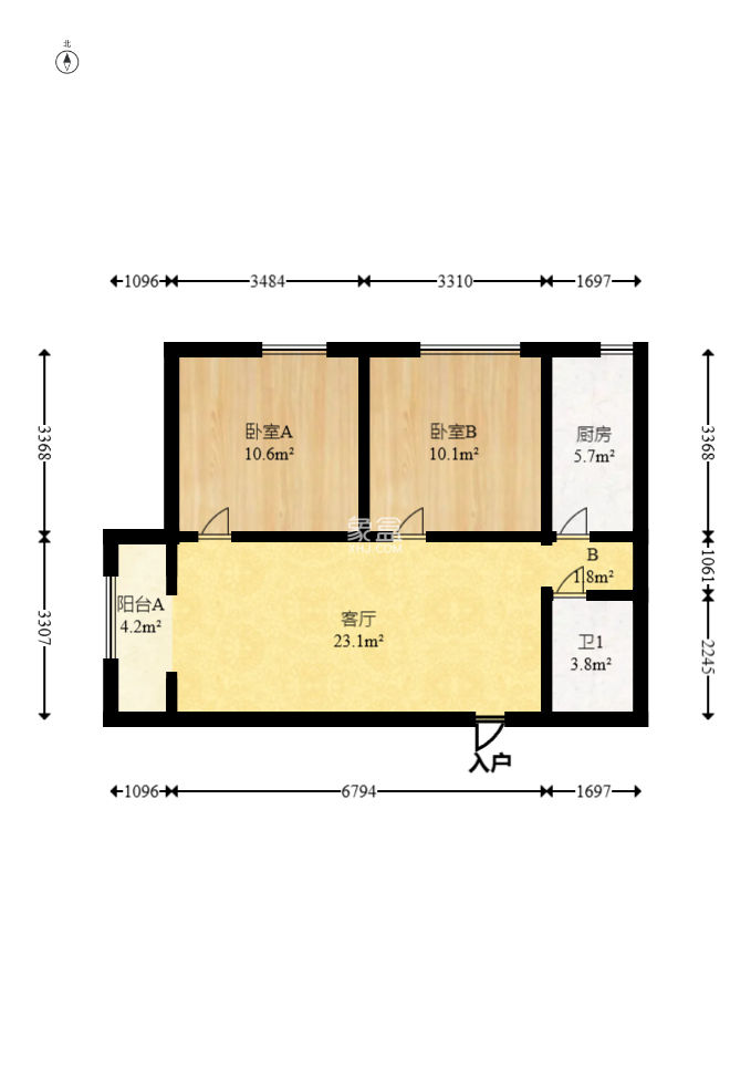 半山公馆（半山国际中心）  1室2厅1卫   75.00万