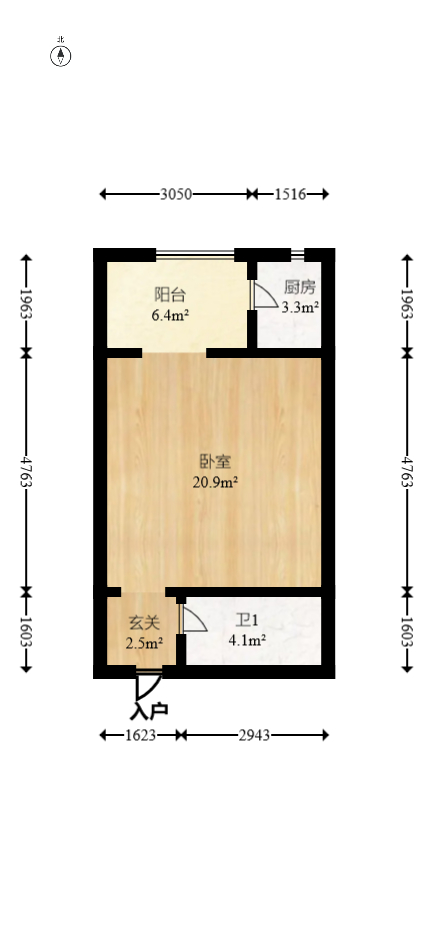 金鼎公园尚  1室1厅1卫   22.00万室内图1