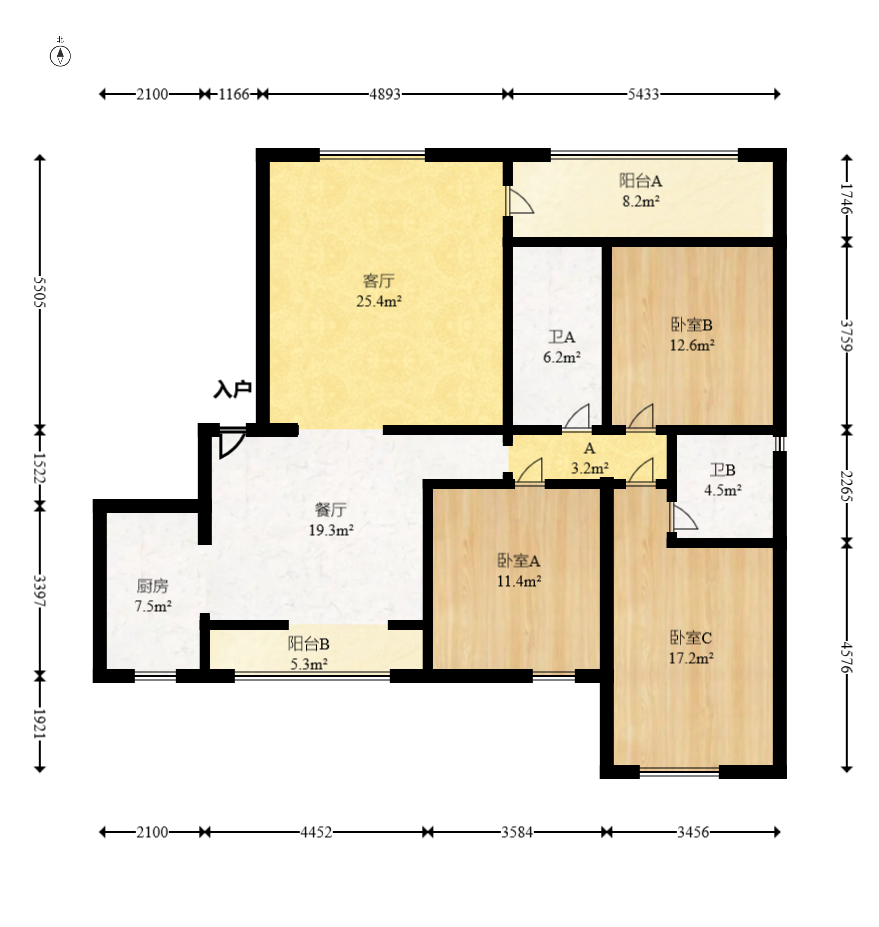 圣爵菲斯  3室2厅1卫   99.80万室内图1