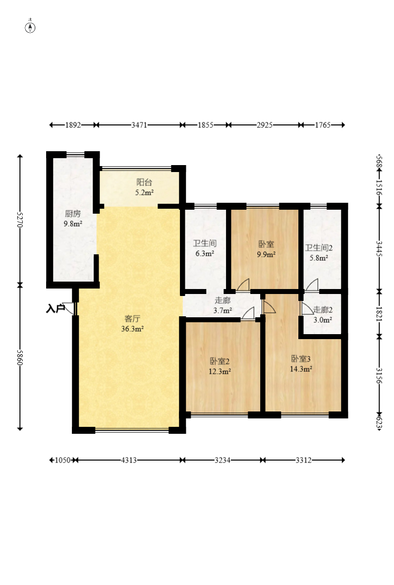 金科天悦(金科美邻汇)  3室2厅1卫    78.8万 金科天悦(金科美邻汇)  3室2厅1卫    78.8万户型图