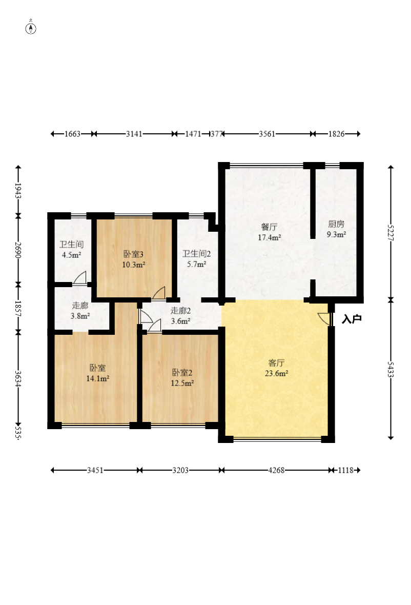 金科天悦(金科美邻汇) 3室2厅2卫 92.0万 金科天悦(金科美邻汇) 3室2厅2卫 92.0万户型图