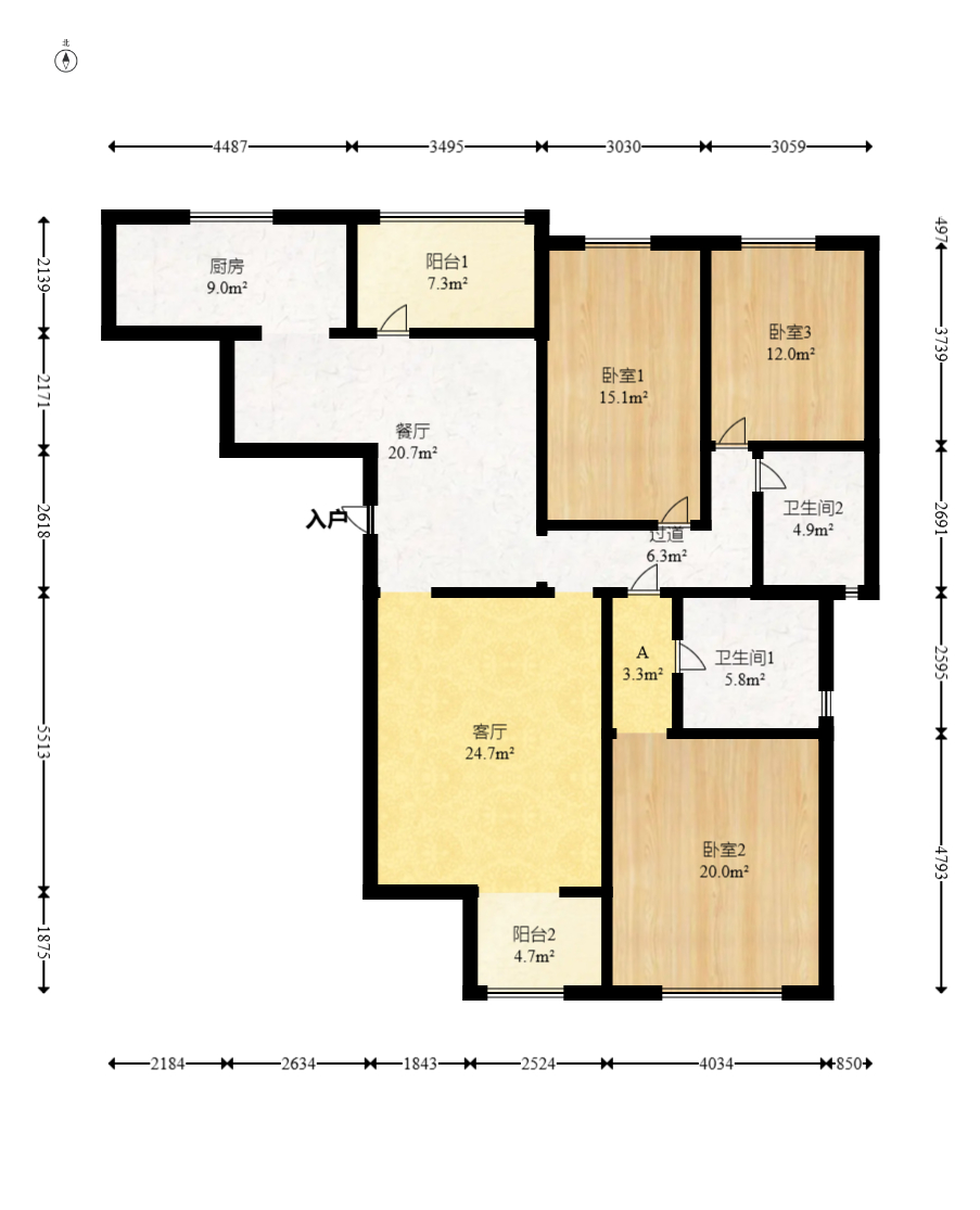 双盈卧龙湾 3室2厅2卫 99.8万 双盈卧龙湾 3室2厅2卫 99.8万户型图