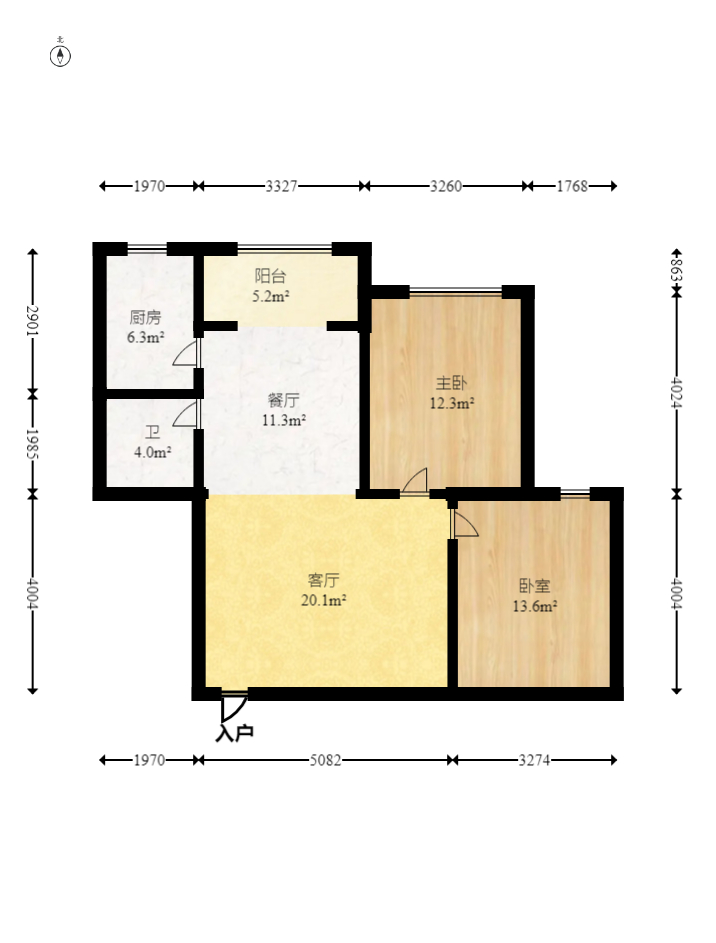湘域中央  2室2厅1卫    75.0万室内图1