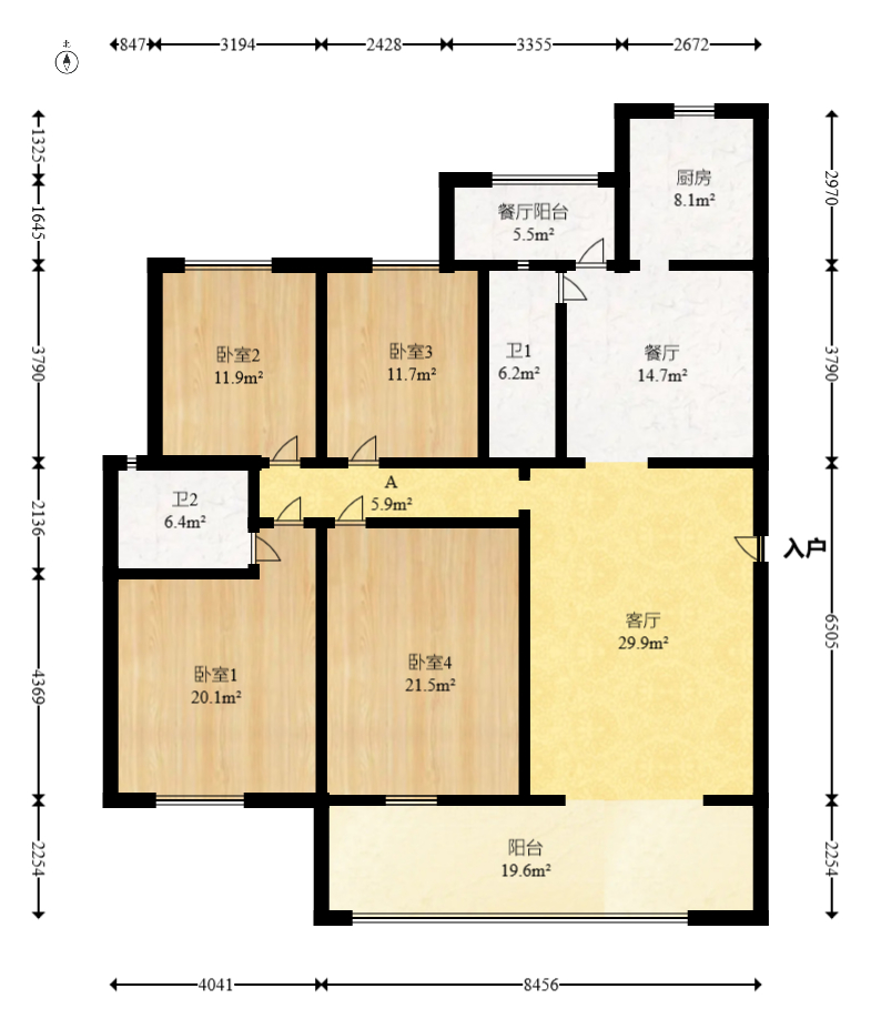 银杏嘉园 4室2厅2卫 226.0万 银杏嘉园 4室2厅2卫 226.0万户型图