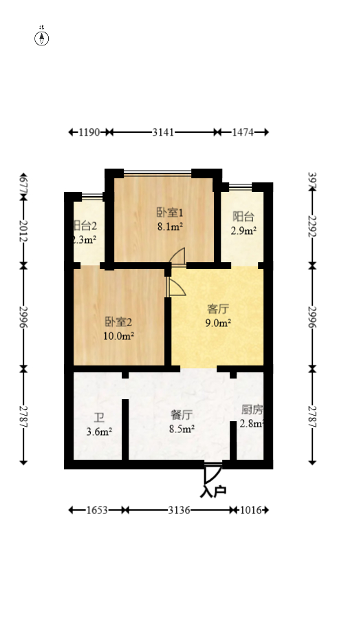才子嘉都 2室1厅1卫 40.0万 才子嘉都 2室1厅1卫 40.0万户型图