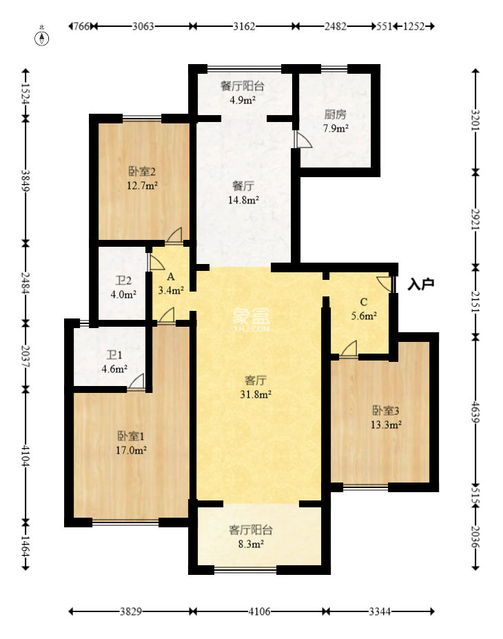 奥林匹克花园贡院一期  3室2厅2卫   152.00万