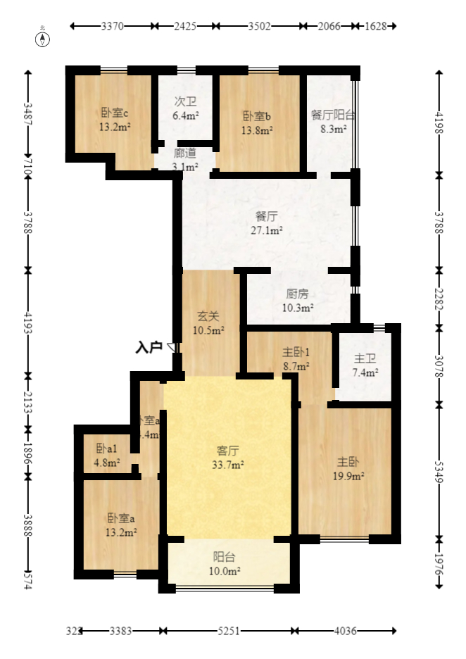 梅溪华府（新城金茂梦想华府）  4室2厅3卫   268.00万室内图1