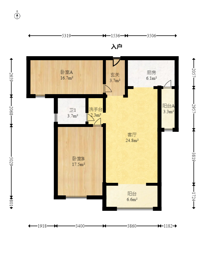 中海国际二期 2室2厅1卫 78.0万 中海国际二期 2室2厅1卫 78.0万户型图