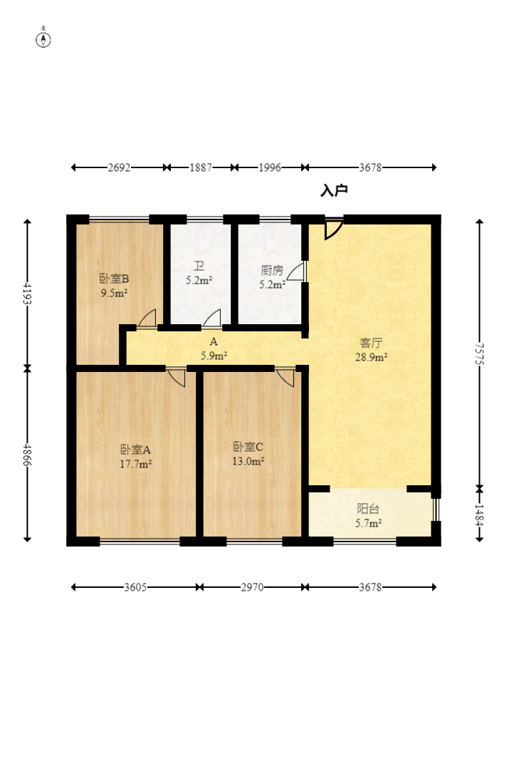 梅溪湖金茂悦（金悦雅苑）  3室2厅2卫   149.00万室内图1