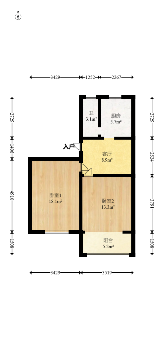 公交金盆小区  2室1厅1卫   39.00万室内图1