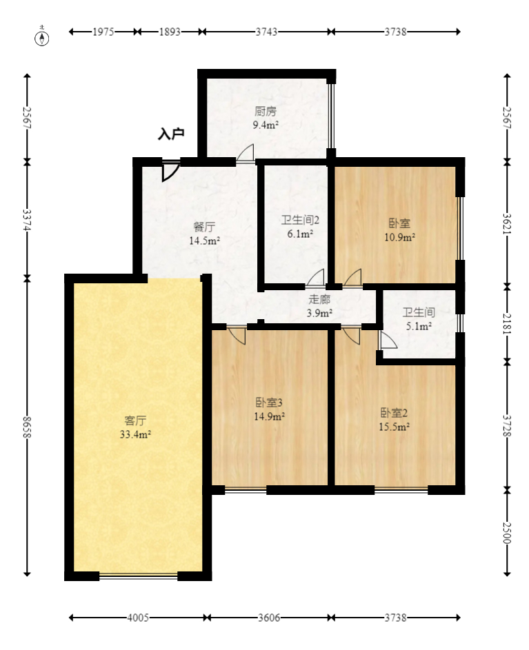 康桥长郡 3室2厅2卫 68.0万 康桥长郡 3室2厅2卫 68.0万户型图