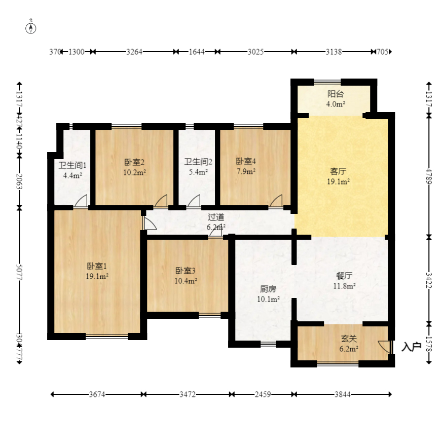 时代倾城.时代遇见  4室2厅2卫    131.0万室内图1