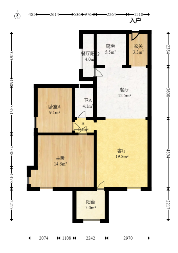 景秀江山 2室2厅1卫 95.0万 景秀江山 2室2厅1卫 95.0万户型图
