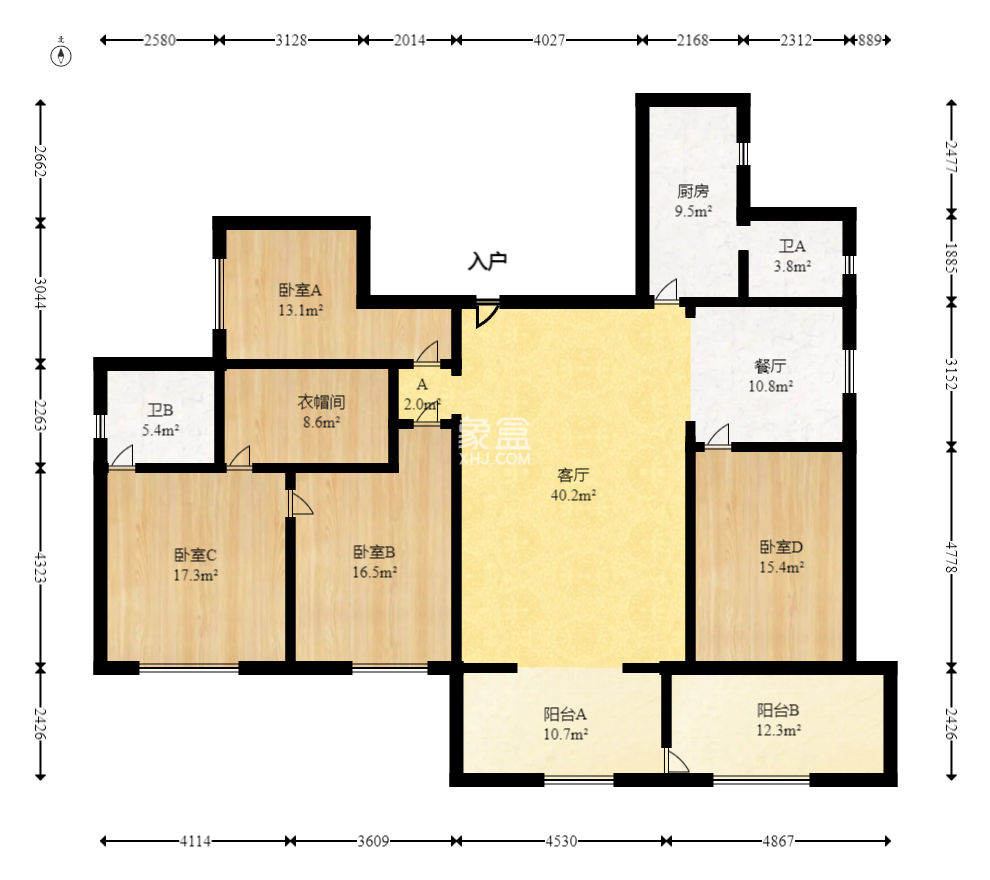 金色比華利  4室2廳2衛(wèi)   140.00萬