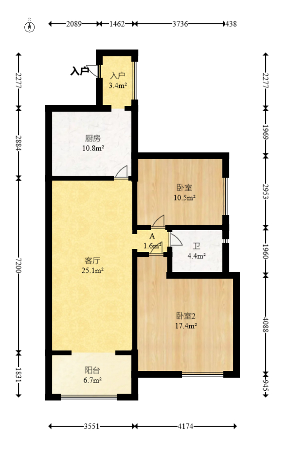 卓越蔚蓝海岸一期  2室1厅1卫   78.50万室内图1